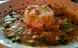 Clarksdale has great gumbo in more than a few of its restaurants (pictured, New Orleans style gumbo at Levons).