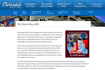 Dr. Peggy Wells page on the City of Clarksdale website.