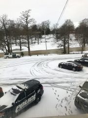 Snow in Clarksdale behind City Hall.